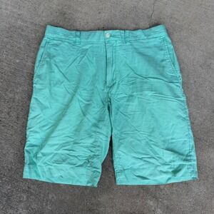 Polo Ralph Lauren Mens Green Gingham Cotton Shorts Size 32 Flat Front Preppy
